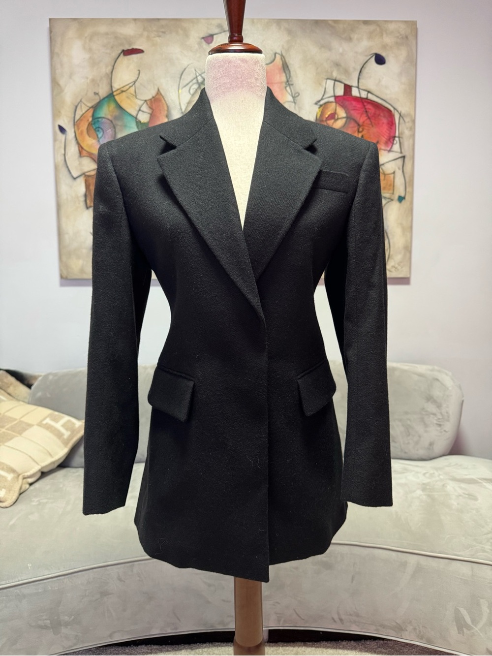 Prada Black Sculpted Hourglass Wool Blazer Jacket IT 36 Made in Italy